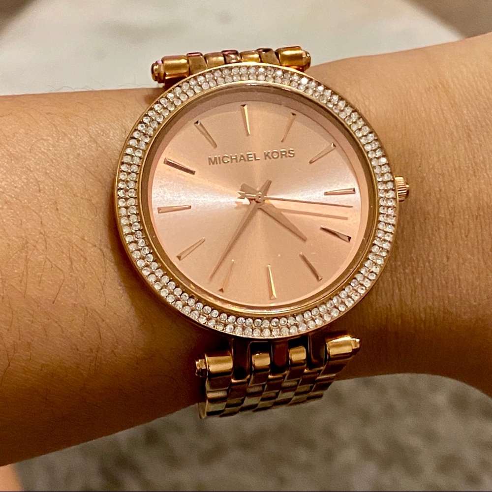 Michael Kors Darci pave rose gold tone watch